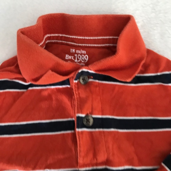 ORANGE Striped Long Sleeve Half button up Collar🧡 - Picture 3 of 5